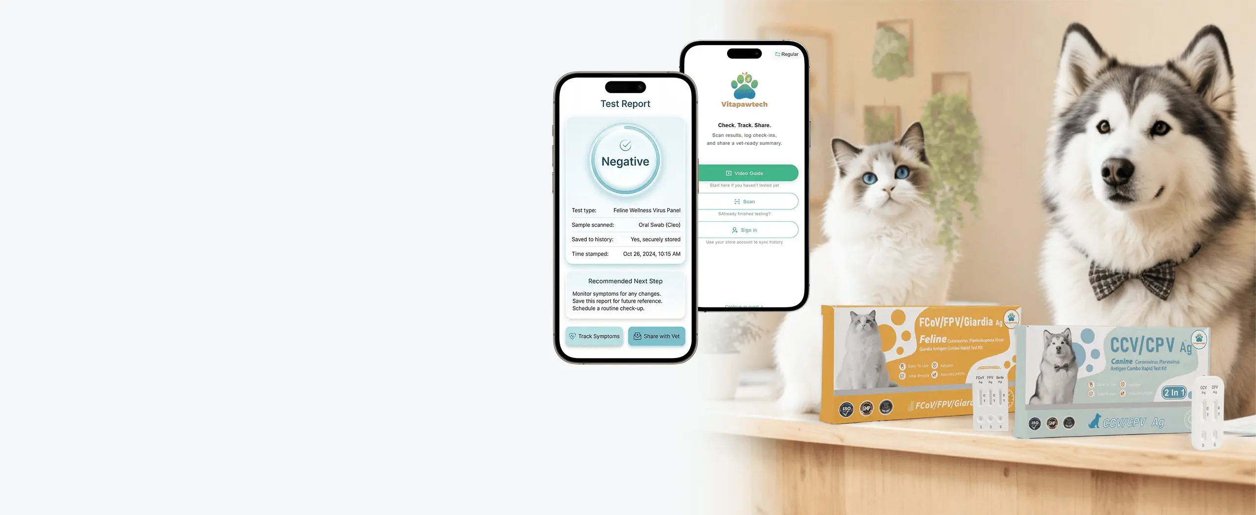 VitapawTech Gesundheitstestkits für Haustiere mit App-gestützter Aufzeichnung für Katzen und Hunde